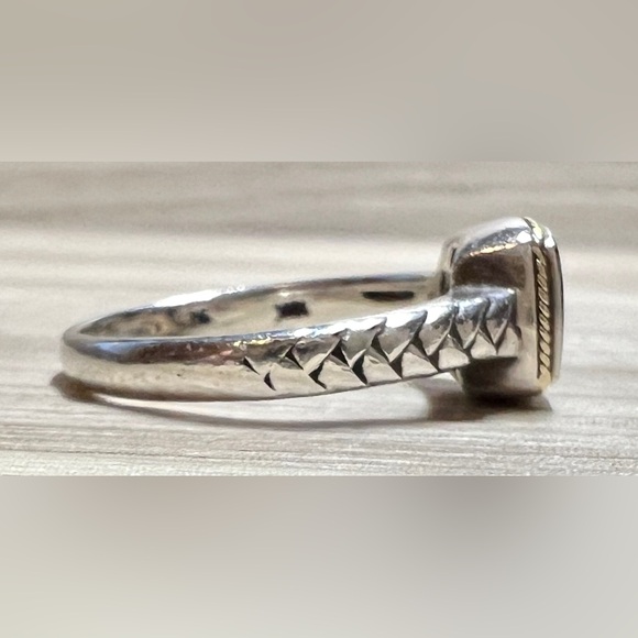 Vintage Designer Effy Sterling Silver & 18K Gold Pave Diamond Ring, Size 7 - Picture 5 of 11